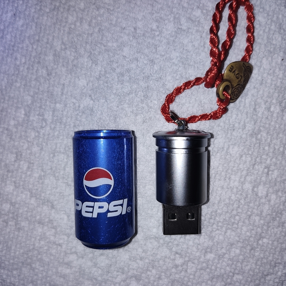Pepsi Can USB Drive with Red Lanyard